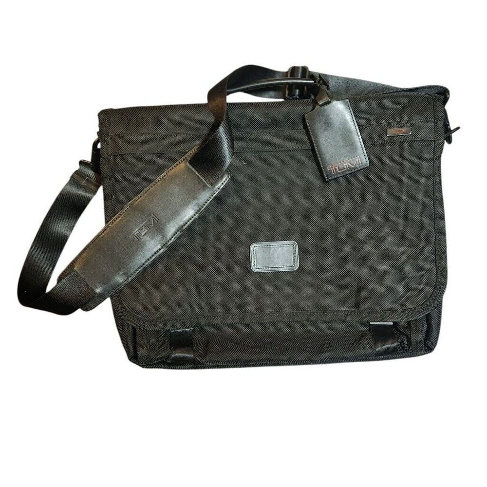 Tumi Black Laptop Briefcase Messenger Bag Men